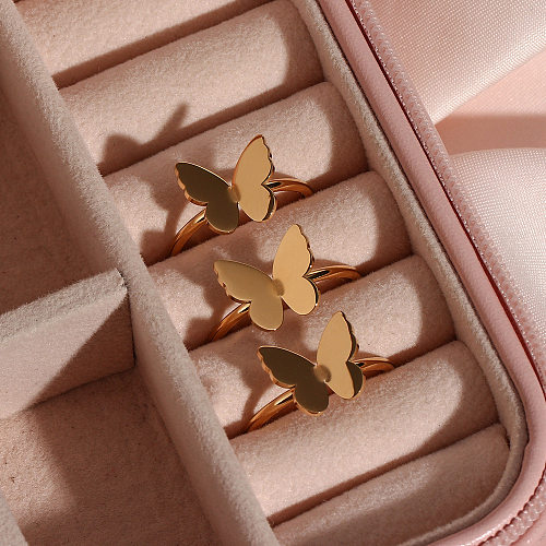 Mode-Edelstahl-überzogener 18K glänzender Schmetterlings-Ring