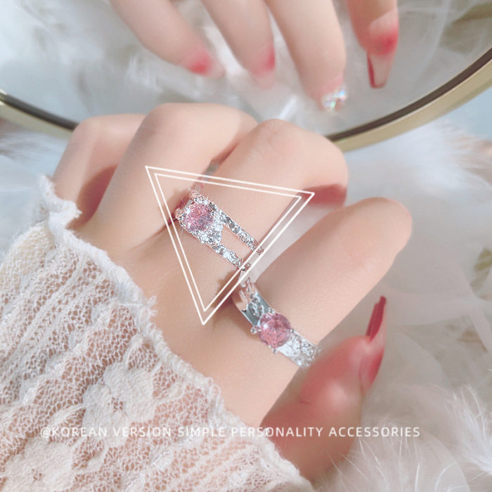 Simple Style Square Heart Shape Copper Plating Inlay Zircon Open Ring
