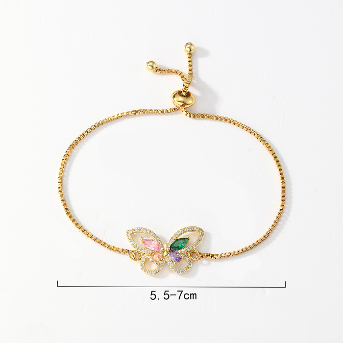 Elegante, schlichte Schlangen-Schmetterlings-Verkupferungs-Armbänder mit ausgehöhltem Zirkon-Inlay und 18-Karat-Vergoldung