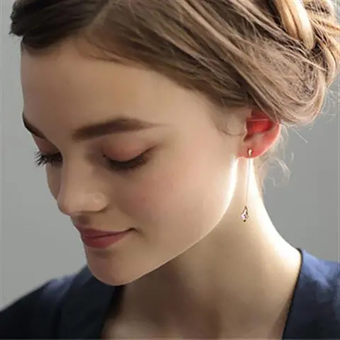 1 Pair Elegant Korean Style Geometric Plating Copper Drop Earrings