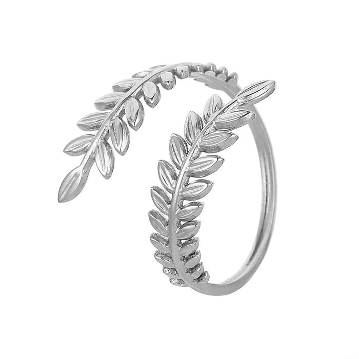 Fashion Letter Flower Stainless Steel Plating Open Ring 1 Piece