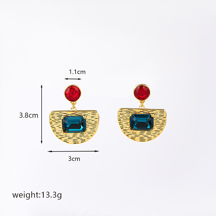 1 Pair Casual Commute Geometric Heart Shape Plating Inlay Copper Rhinestones 18K Gold Plated Drop Earrings