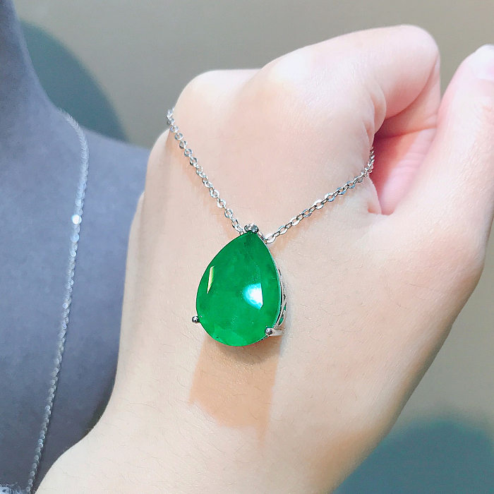 Emerald Paraiba Pear Shape Stud Earrings Simple Women's Pendant Wholesale