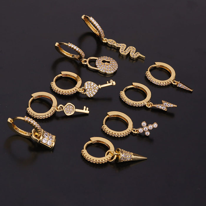 New Fashion Key  Serpentine Zircon Earrings
