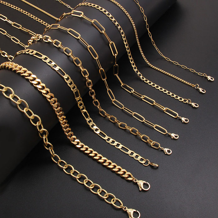 Hip-Hop-Halskette im Vintage-Stil, einfarbig, Kupfer, vergoldet, in großen Mengen