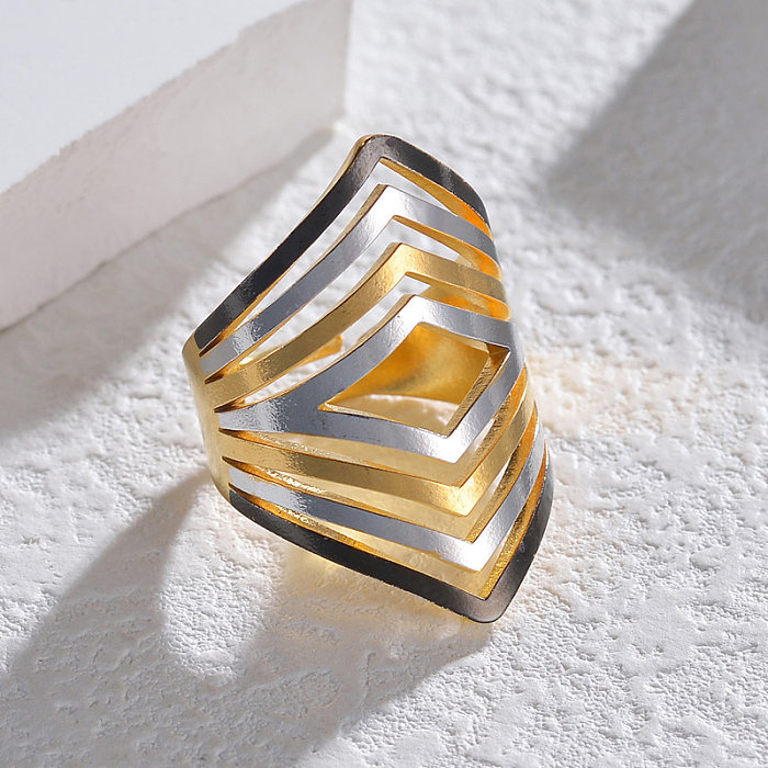 Simple Style Classic Style Stripe Stainless Steel Plating 14K Gold Plated Open Rings