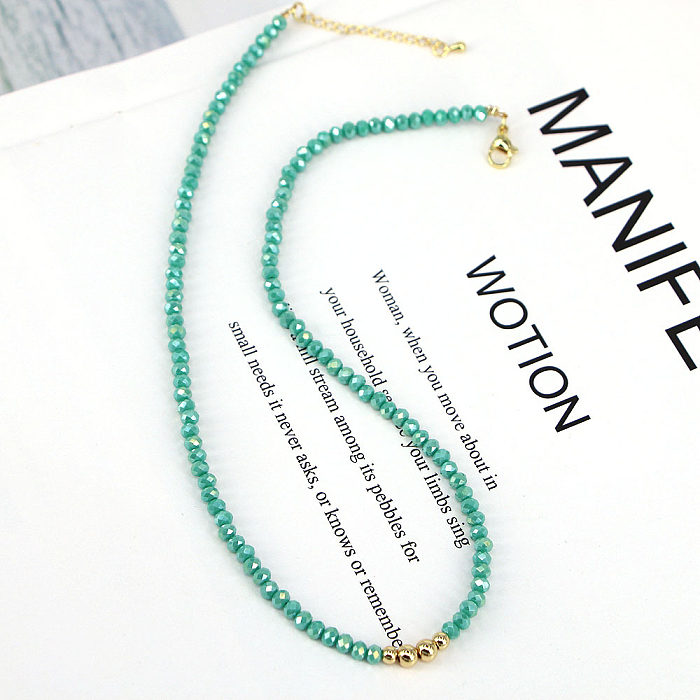 Crystal Beaded Necklace Clavicle Chain  Color Necklace