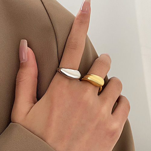 Casual Simple Style Water Droplets Solid Color Copper Open Rings