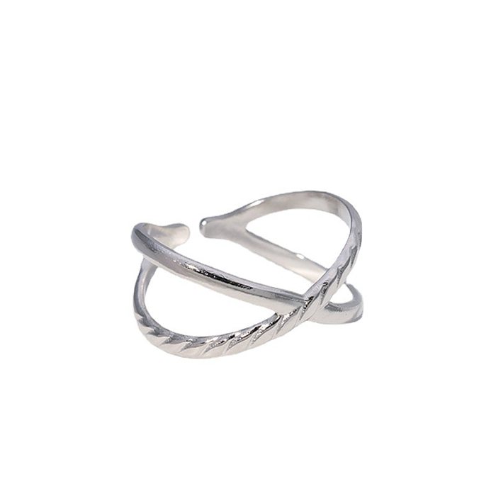 Simple Style Solid Color Stainless Steel Criss Cross Open Ring