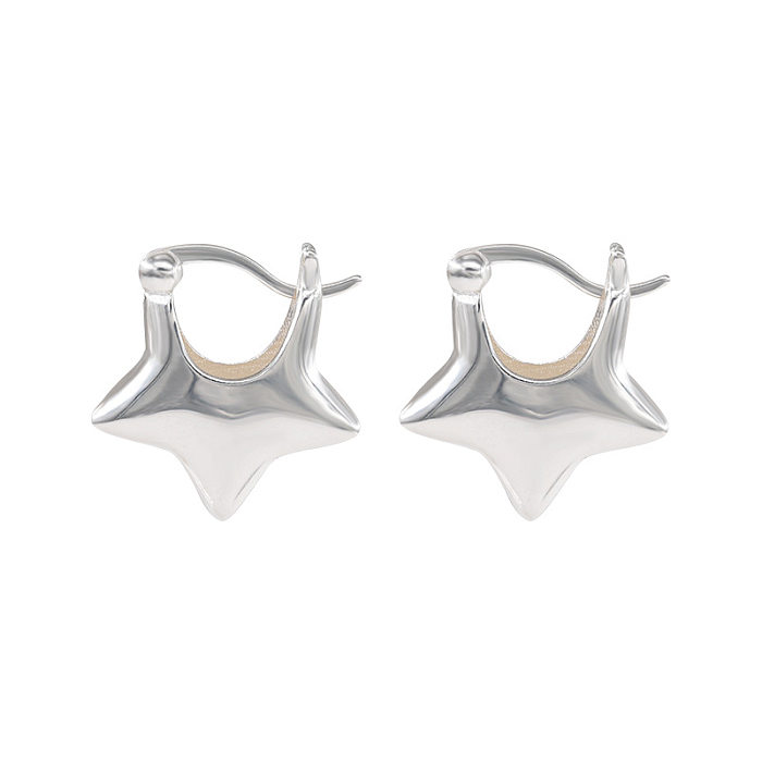 1 paire de boucles d'oreilles en cuivre plaqué pentagramme, Style Simple et élégant