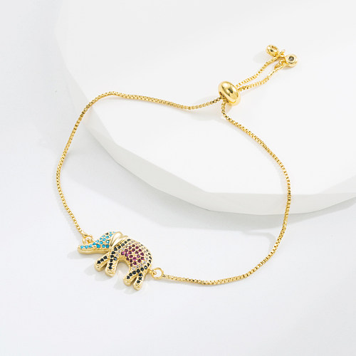 Elegant Hand Of Fatima Elephant Copper Gold Plated Zircon Bracelets 1 Piece