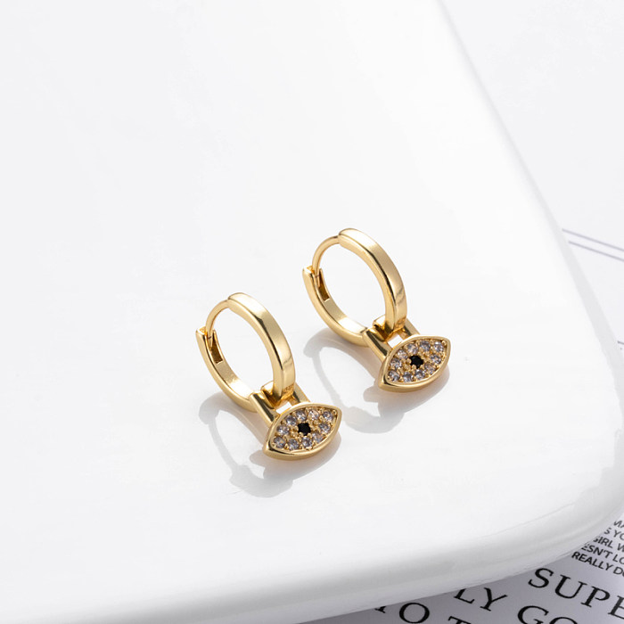 1 Pair Streetwear Star Copper Plating Inlay Zircon 18K Gold Plated Hoop Earrings