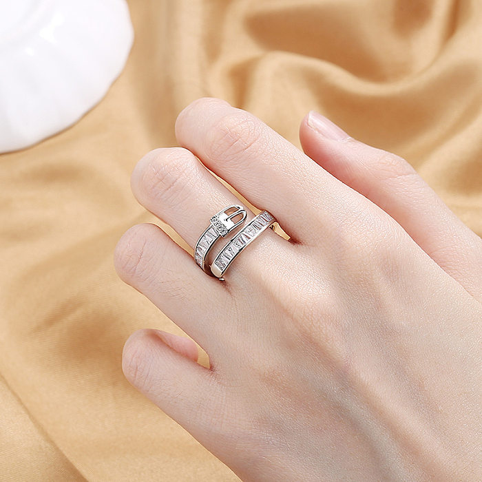 Fashion Geometric Copper Plating Zircon Open Ring