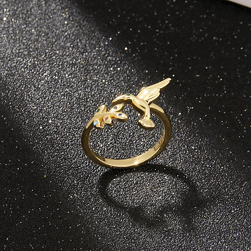 Fashion Bird Copper Plating Zircon Open Ring 1 Piece