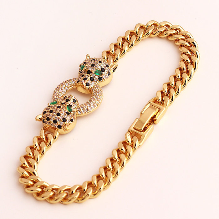 Hip-Hop Leopard Copper Inlaid Zircon Bracelets 1 Piece