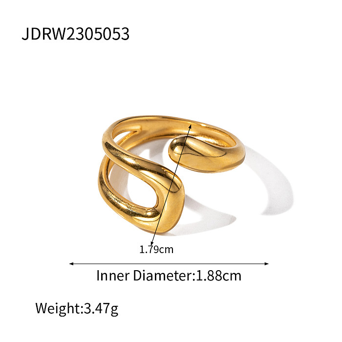 IG Style Simple Style Irregular Solid Color Stainless Steel Plating 18K Gold Plated Open Rings