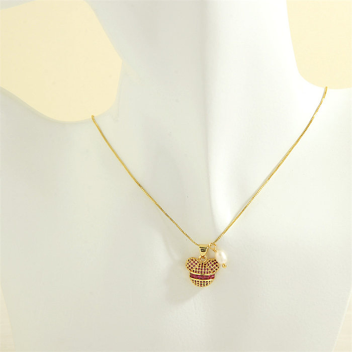 Collar pendiente del Zircon plateado oro 18K del cobre XNUMXK del osito del estilo simple lindo en bulto