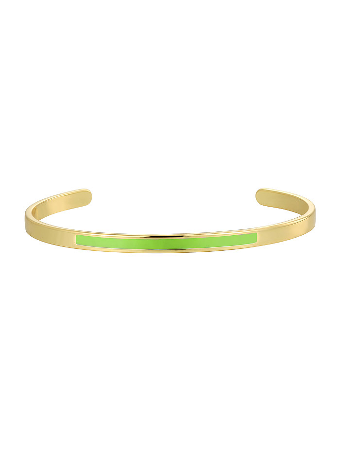 Simple Style Solid Color Copper Enamel Plating 18K Gold Plated Cuff Bracelets