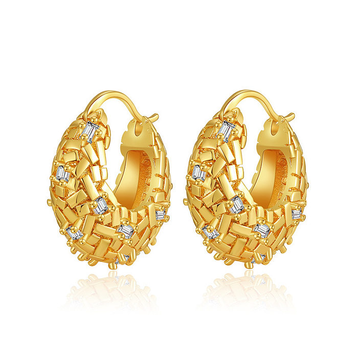1 Paar Damen-Ohrringe mit geometrischer Verkupferung und Inlay aus Zirkon