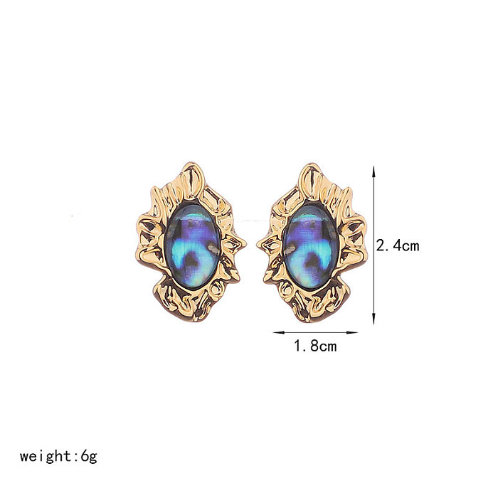 1 Pair Elegant Irregular Plating Inlay Copper Abalone Shell 18K Gold Plated Ear Studs