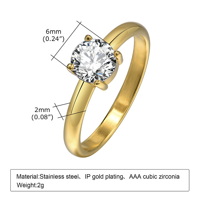 Anillos abiertos del anillo del Zircon plateado oro del acero inoxidable 18K del color sólido del estilo simple del estilo de IG a granel