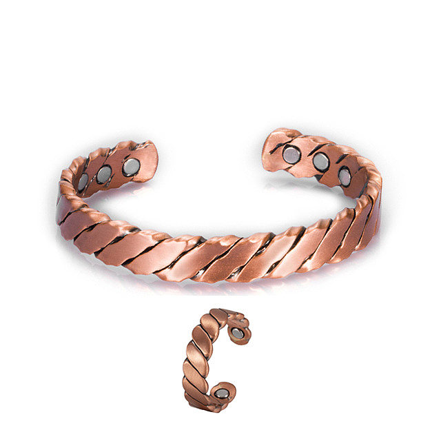 Bracelets à anneaux en cuivre de couleur unie, streetwear basique