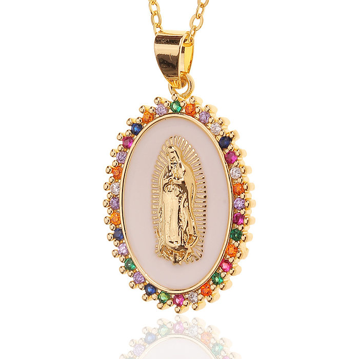Gold-plated Copper Dripping Oil Pendant Women's Religious Necklace