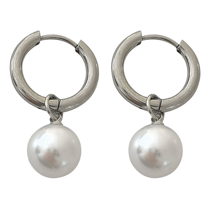 Eleganter Perlen-Persönlichkeits-einfacher schöner Tropfen-Ohrring aus Titanstahl