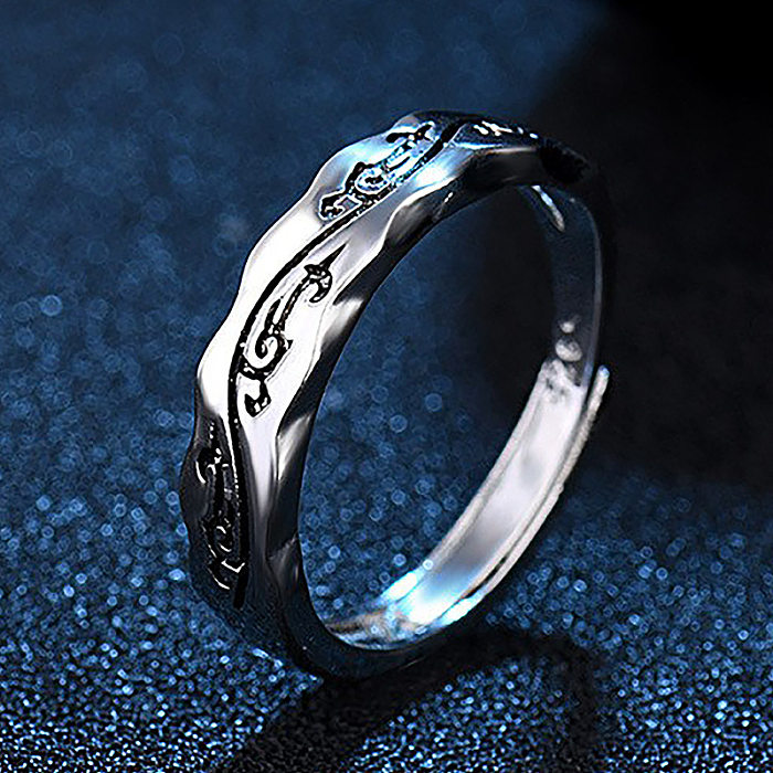 Anéis banhados a prata com revestimento de cobre de cor sólida retrô