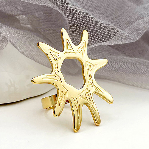 Hip-Hop Exaggerated Commute Sun Stainless Steel Plating Gold Plated Open Rings