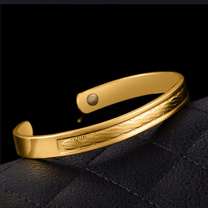 Retro Solid Color Copper Plating Gold Plated Bangle