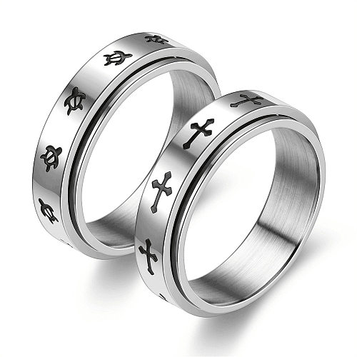 Simple Style Tortoise Titanium Steel Rings 1 Piece