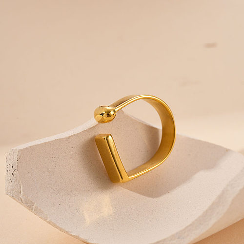 Atacado estilo moderno cor sólida cor sólida chapeamento de aço inoxidável anéis banhados a ouro