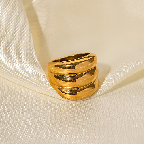 IG Style Geometric Stainless Steel 18K Gold Plated Rings In Bulk