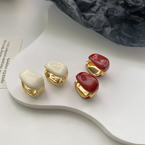 1 Pair Modern Style U Shape Plating Copper 18K Gold Plated Earrings