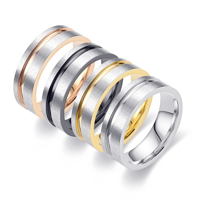 Casual Simple Style Color Block Titanium Steel Polishing Plating Carving Rings