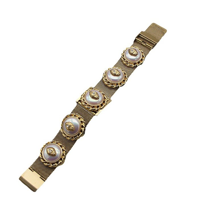 Bracelet plaqué cuivre géométrique de style romain rétro