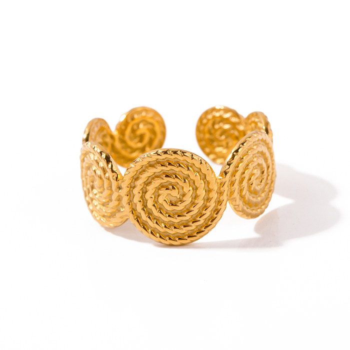 IG-Stil, schlichter Stil, rund, spiralförmig, Edelstahl-Beschichtung, 18 Karat vergoldet, offene Ringe