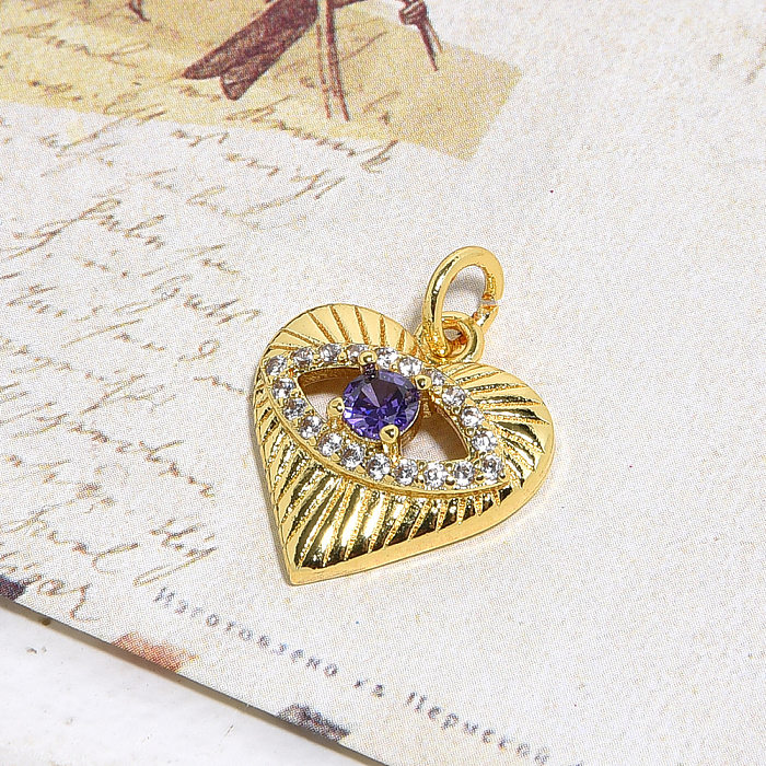 Collar pendiente del Zircon del cobre de la forma del corazón del estilo simple a granel
