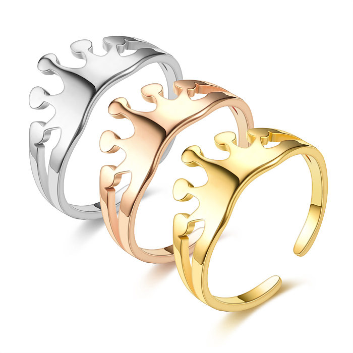 Moda nova coroa anel de casal ajustável em aço titânio