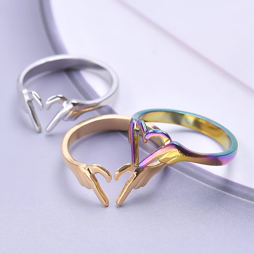 Wholesale 1 Piece Simple Style Heart Shape Titanium Steel Open Ring