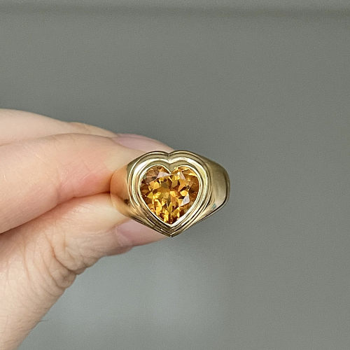 Bagues en Zircon plaqué cuivre en forme de cœur à la mode, 1 pièce