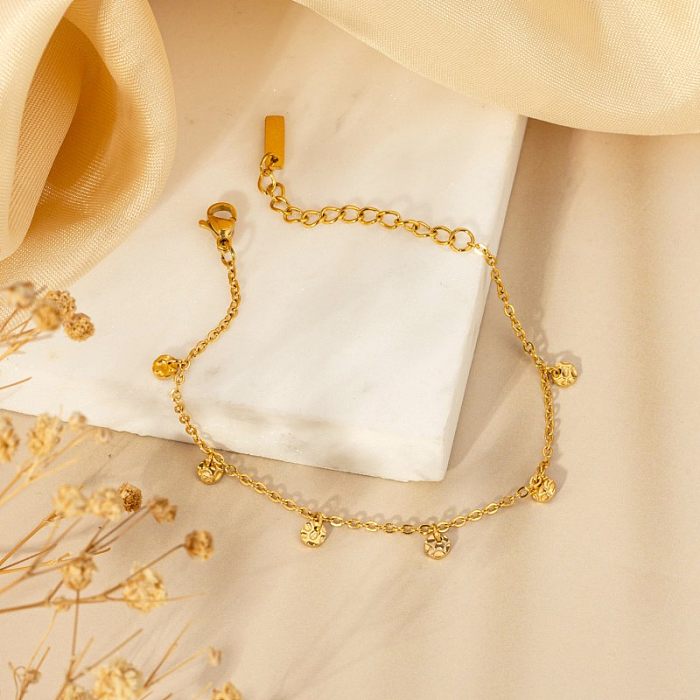 Colar de pulseiras banhado a ouro com revestimento de polimento de aço inoxidável redondo estilo simples