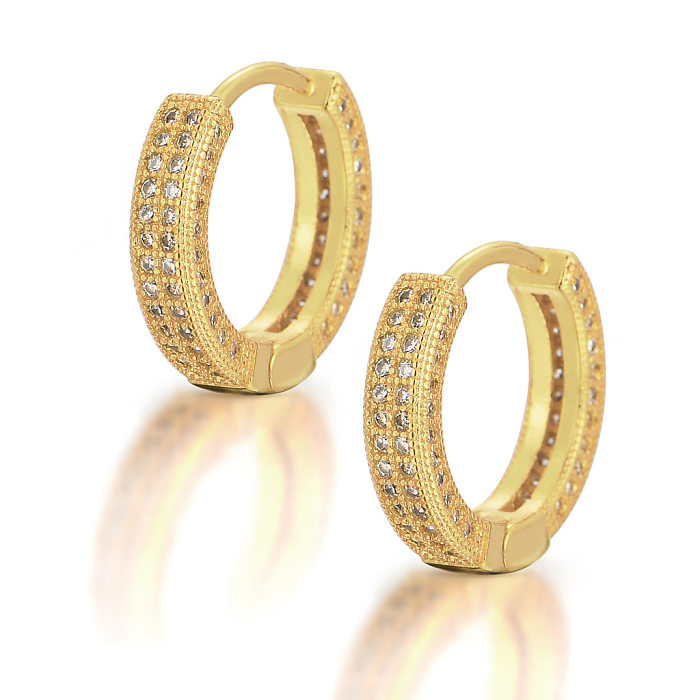 1 Pair IG Style Simple Style Solid Color Plating Inlay Copper Zircon Earrings