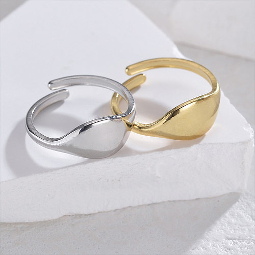 Casual Simple Style Solid Color Stainless Steel Plating 14K Gold Plated Open Rings