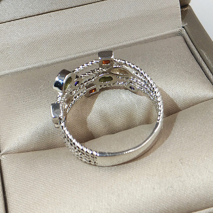 Anéis de zircão com revestimento de cobre oval quadrado redondo artístico