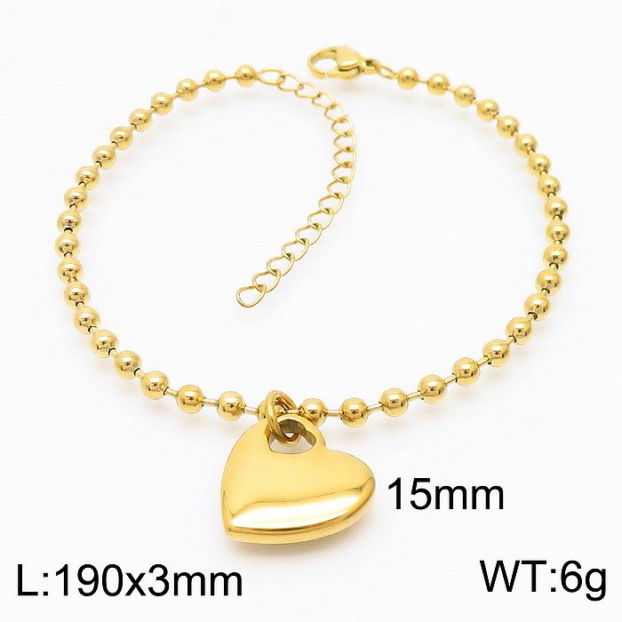 Sweet Heart Shape Stainless Steel Beaded Bracelets Necklace