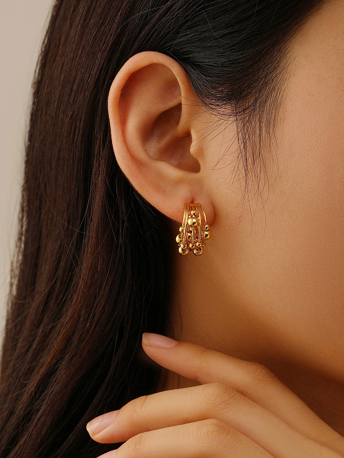 1 Pair Casual Simple Style Round Plating Hollow Out Copper 18K Gold Plated Earrings