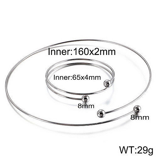European And American New Style Stainless Steel Jewelry Set Round Bead Steel Wire Jewelry