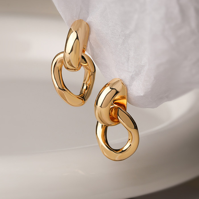 1 Pair Simple Style Commute Geometric Plating Copper 18K Gold Plated Drop Earrings